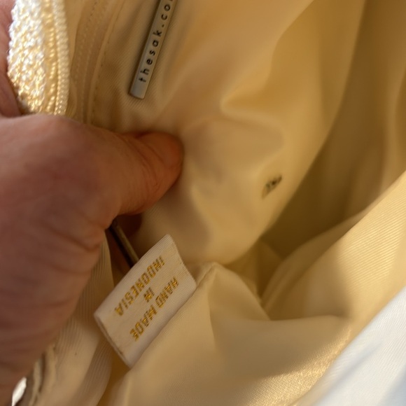 THE SAK woven lined mini purse bag crochet handle interior zippered pocket cream - Picture 12 of 15